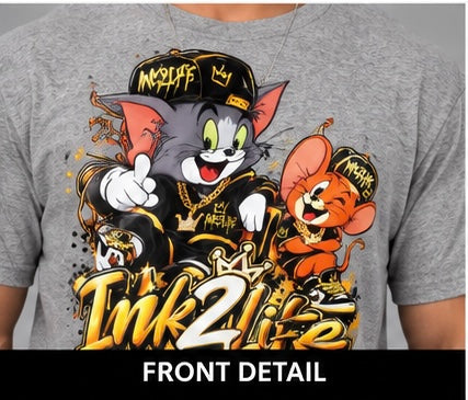 Tom and Jerry cartoon inspired ink2life graphic street wear t-shirt