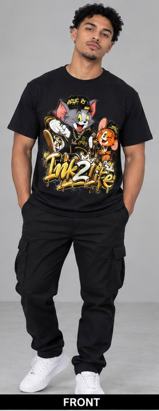 Tom and Jerry cartoon inspired ink2life graphic street wear t-shirt