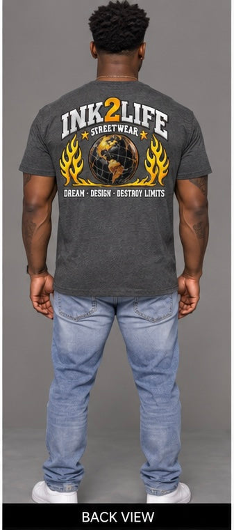 INK2LIFE Dream Design Destroy Limits Men’s Gray Tee