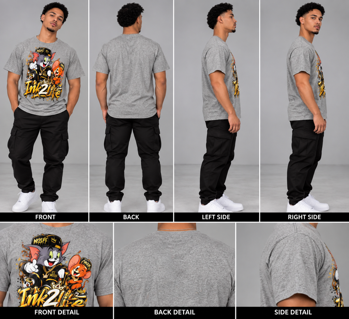 Tom and Jerry cartoon inspired ink2life graphic street wear t-shirt