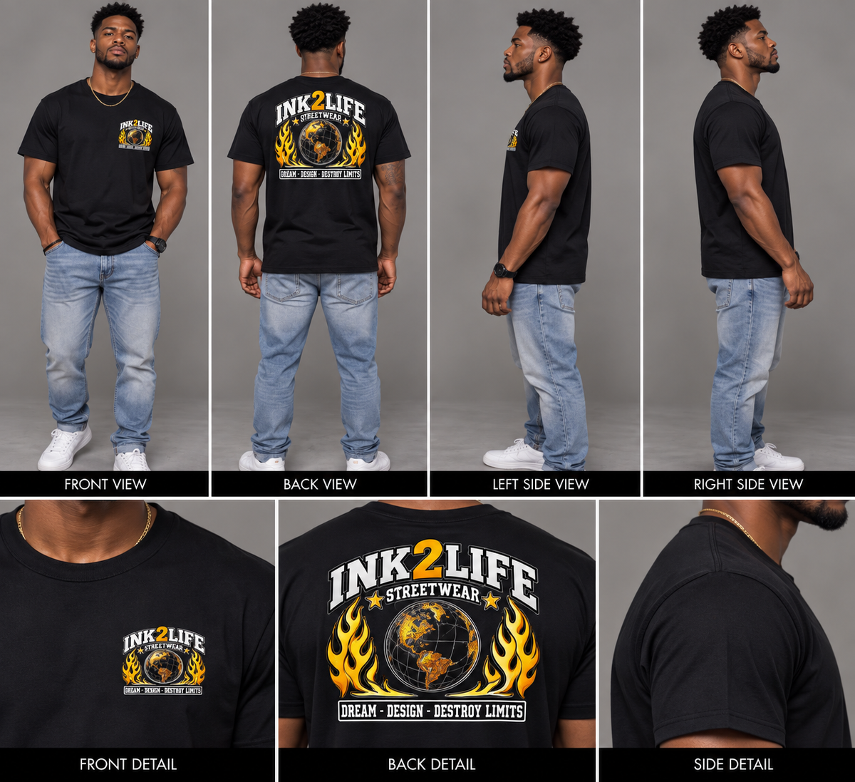 INK2LIFE Dream Design Destroy Limits Men’s Gray Tee