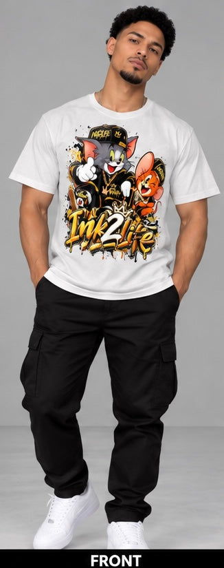 Tom and Jerry cartoon inspired ink2life graphic street wear t-shirt